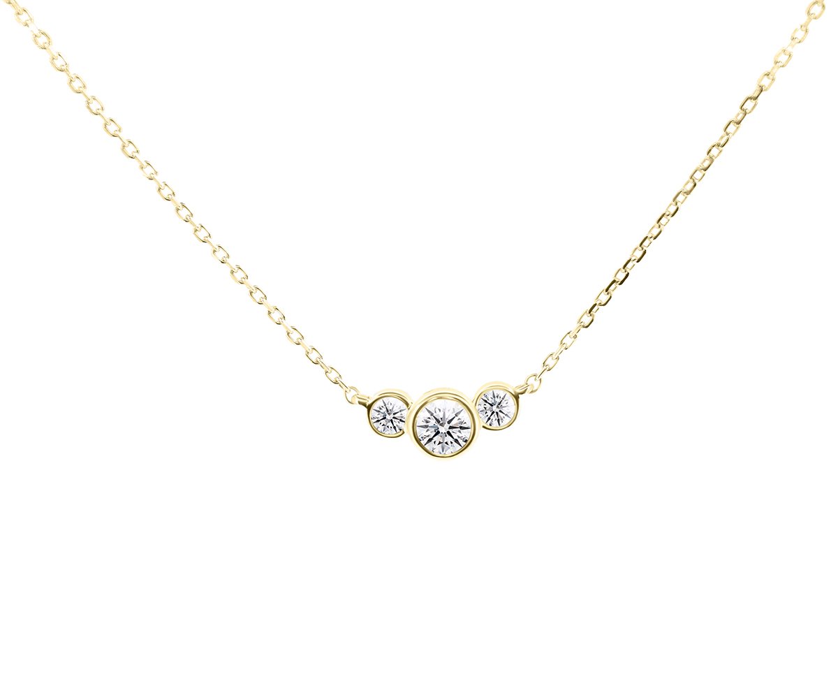 Collar Trilogy Oro Blanco 18k, con 3 Diamantes que suman 16 pt, más 1 Cadena 45cm
