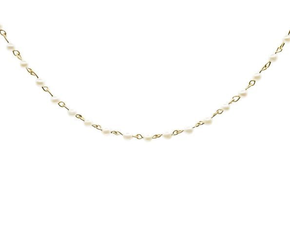 Collar 56 Perlas Oro Amarillo 18k, con 56 Perlas Cultivada 3-3.5mm Tamaño: 45 cm